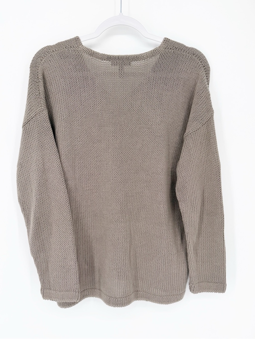 NWT Eileen Fisher Organic Cotton Open Knit Pullover V Neck Sweater Gray Medium - Picture 5 of 5